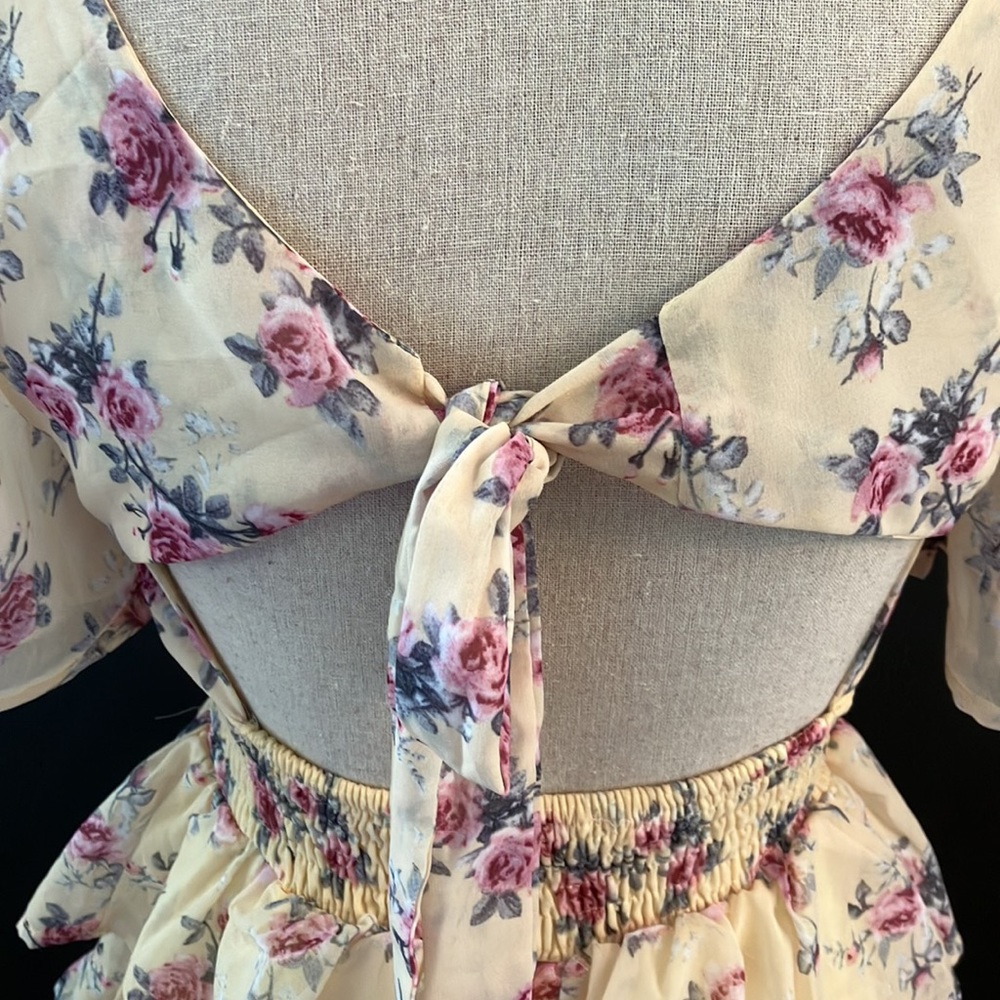 She & Sky Yellow Floral Ruffle Dress - Picture 5 of 7